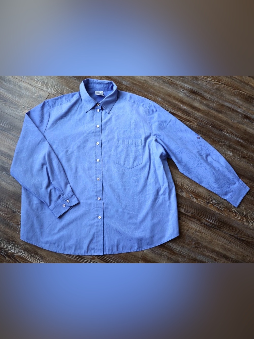 Vintage Allison Daley Blue Paisley Jacquard Shirt Classic Feminine Womens 20W